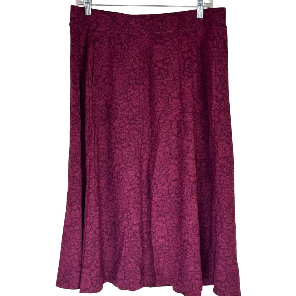 Beautiful Lawrence Zarian Midi Skirt Petite Medium Dark Cherry Silky Ponte Lace
